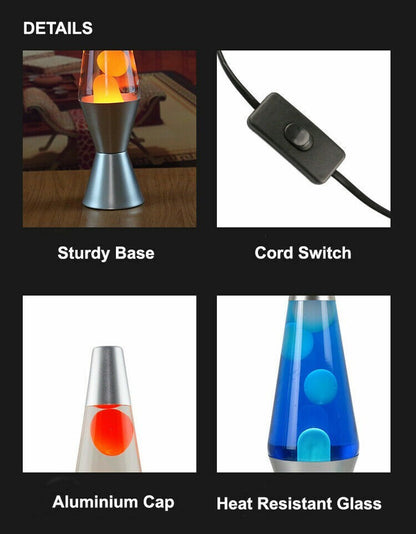 New LAVA LAMP METAL BASE 37CM LIGHT/NIGHT LIGHT/ GIFT